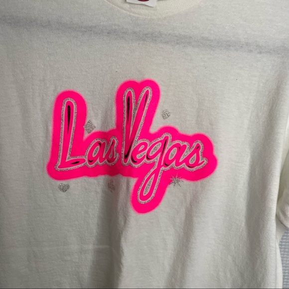 White Las Vegas Hot Pink Airbrush T Shirt Size Medium - Picture 2 of 6